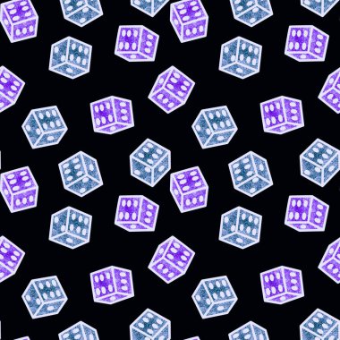Cartoon geometric seamless game dice pattern for kids and clothes and accessories and notebooks and wrapping paper. High quality illustration