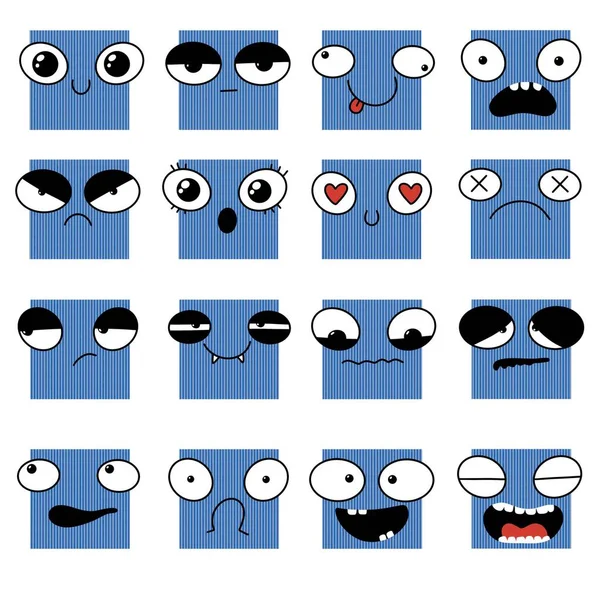Set Emotions Monster Smile Sad Stickers Kids Study Notebooks Fabrics — Stock Fotó
