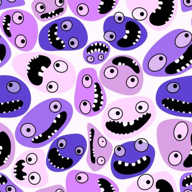 Cartoon kids store monsters seamless aliens kawaii pattern for clothes print and wrapping paper and accessories and school notebooks and fabrics . High quality illustration