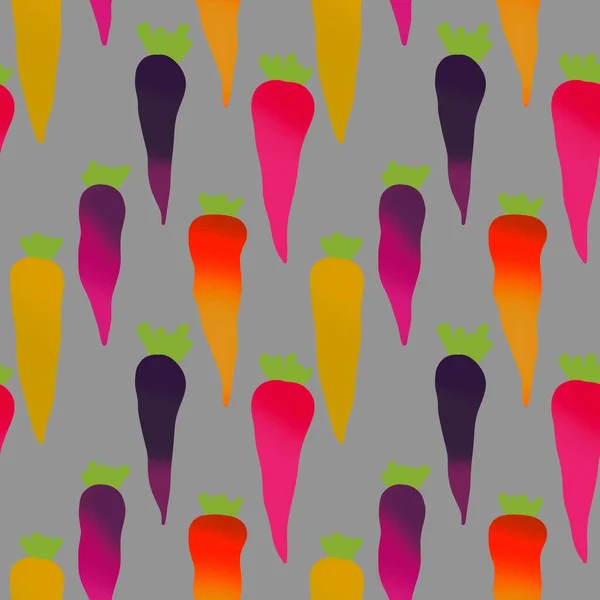 Cartoon Vegetable Seamless Carrot Pattern Wrapping Paper Accessories Notebooks Fabrics — Stockfoto