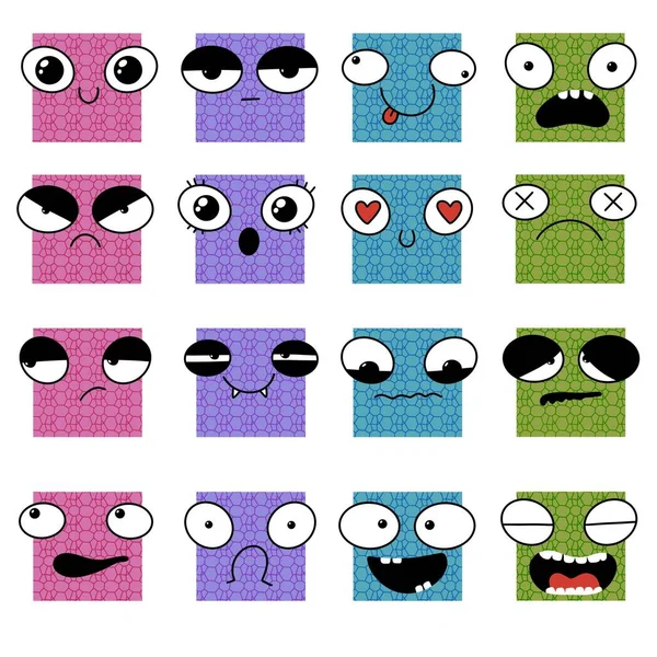 Set Emotions Monster Smile Sad Stickers Kids Study Notebooks Fabrics — 图库照片