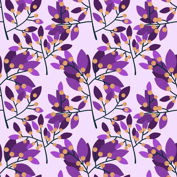 Summary Berries Leaves Branches Seamless Floral Pattern Wrapping Paper Clothes — ストック写真