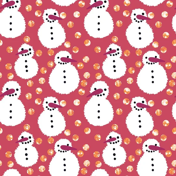 Winter Seamless Snowman Snowflakes Pattern Christmas Wrapping Paper Kids Notebooks — Stockfoto