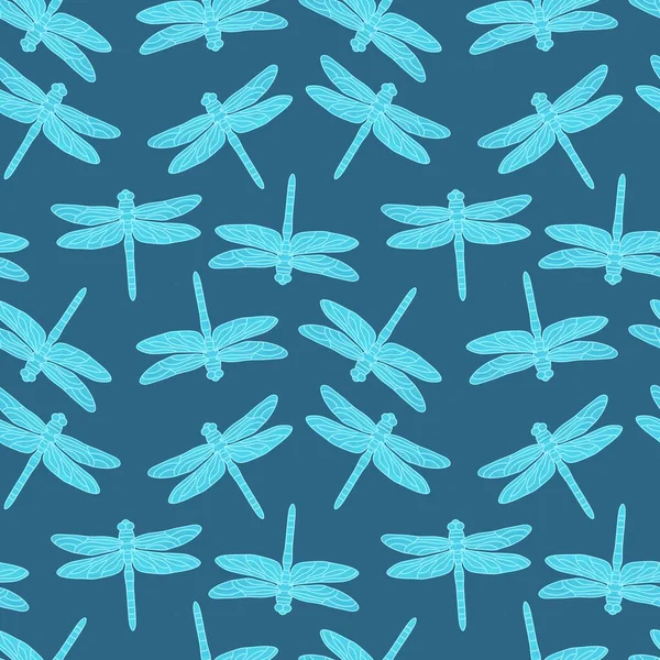 Cartoon Doodle Butterfly Seamless Dragonfly Line Art Pattern Wrapping Paper — Stock Photo, Image