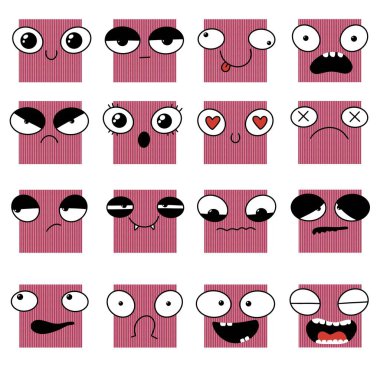 Set emotions monster with smile and sad for stickers and kids and study notebooks and fabrics and wrapping paper and Halloween festive accessories. High quality illustration
