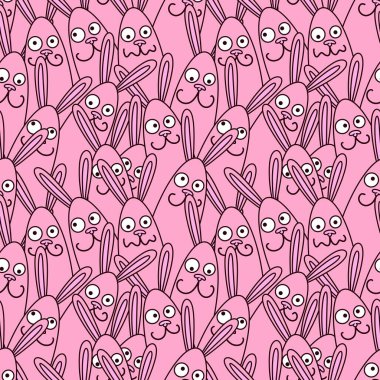 Cartoon animals seamless doodle rabbit pattern for new 2023 year wrapping paper and Christmas clothes print and kids accessories and Easter and notebooks and fabrics. High quality illustration