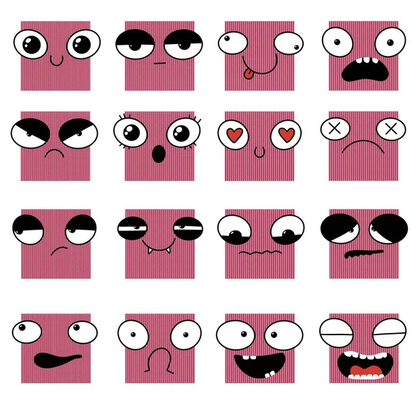 Set Emotions Monster Smile Sad Stickers Kids Study Notebooks Fabrics — Fotografia de Stock