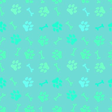 Cartoon doodle animals seamless dogs footprints and bones pattern for clothes print and kids accessories and notebooks and fabrics and wrapping shop paper. High quality illustration