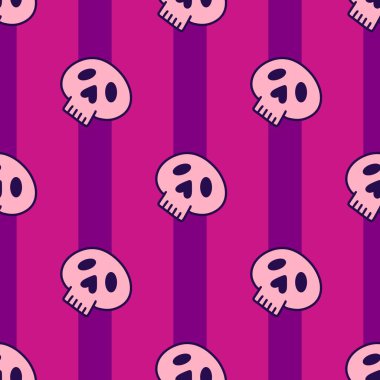 Cartoon Halloween seamless stripes and sculls pattern for wrapping paper and kids accessories and notebooks and fabrics and clothes print. High quality illustration