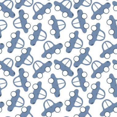Cartoon kids seamless cars toys pattern for child clothes print and wrapping paper and fabrics and accessories and notebooks. High quality illustration