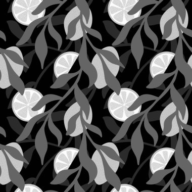 Yaz meyvesiz limon ve ambalaj kağıdı, kıyafet baskısı, mutfak kumaşları, aksesuarlar, not defterleri ve çocuklar için yapraklar. Yüksek kaliteli illüstrasyon