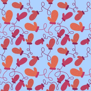 Winter warm kids gloves seamless Christmas weather pattern for wrapping paper and clothes print and accessories and notebooks . High quality illustration