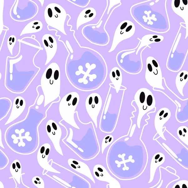 Halloween Poison Witch Potion Seamless Ghost Cartoon Pattern Wrapping Paper — Stock Photo, Image