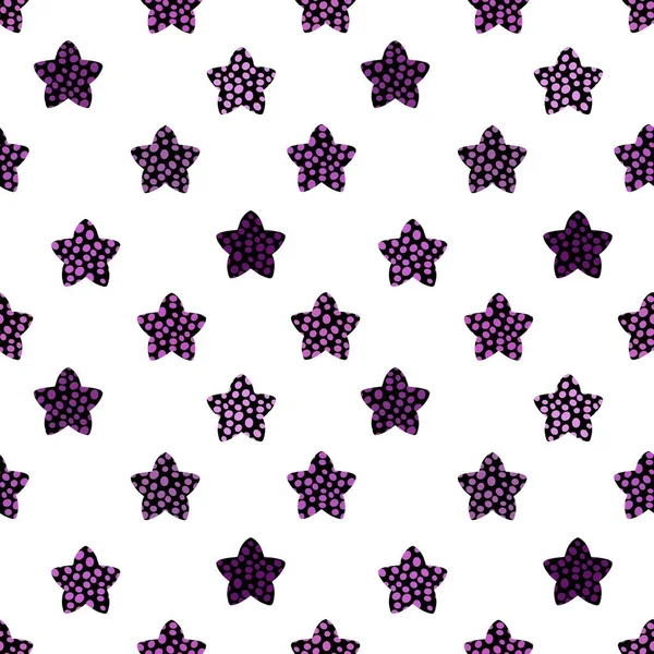 Kids Cartoon Seamless Stars Polka Dots Pattern Christmas Wrapping Paper — Fotografia de Stock