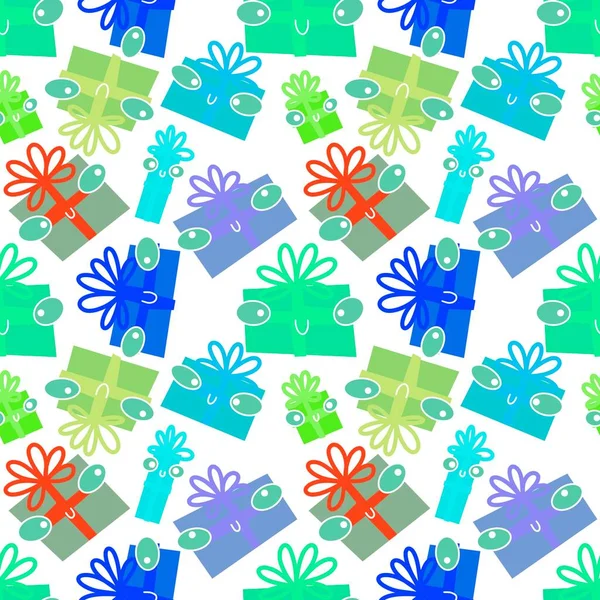 Birthday Gifts Box Seamless Pattern Christmas Wrapping Paper Accessories Notebooks — Stock Photo, Image