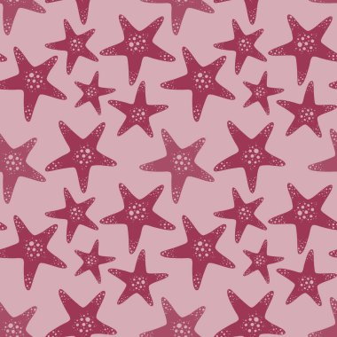 Yaz okyanusu, giysi baskısı, aksesuarlar, çocuklar, kumaşlar ve ambalaj kağıtları için kusursuz deniz yıldızı deseni. Yüksek kaliteli illüstrasyon