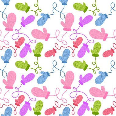 Winter warm kids gloves seamless Christmas weather pattern for wrapping paper and clothes print and accessories and notebooks . High quality illustration