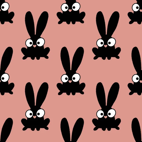 Cartoon Rabbit Seamless New Year 2023 Pattern Kids Clothes Print — ストック写真