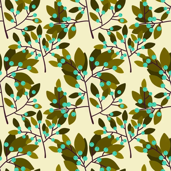 Summary Berries Leaves Branches Seamless Floral Pattern Wrapping Paper Clothes — 图库照片