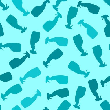 Cartoon silhouette seamless spray bottle washing pattern for Covid-19 accessories and notebooks and wrapping paper and fabrics. High quality illustration