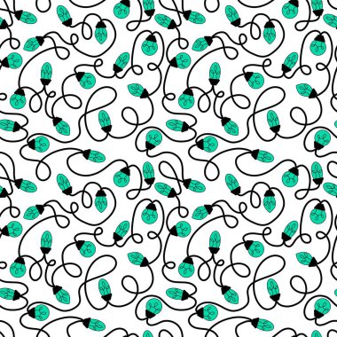 Noel fikri ambalajsız ampul deseni ve çocuklar kumaş, kıyafet baskısı, aksesuarlar ve defterler. Yüksek kaliteli illüstrasyon