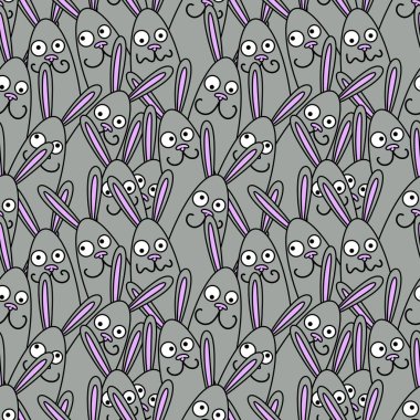 Cartoon animals seamless doodle rabbit pattern for new 2023 year wrapping paper and Christmas clothes print and kids accessories and Easter and notebooks and fabrics. High quality illustration