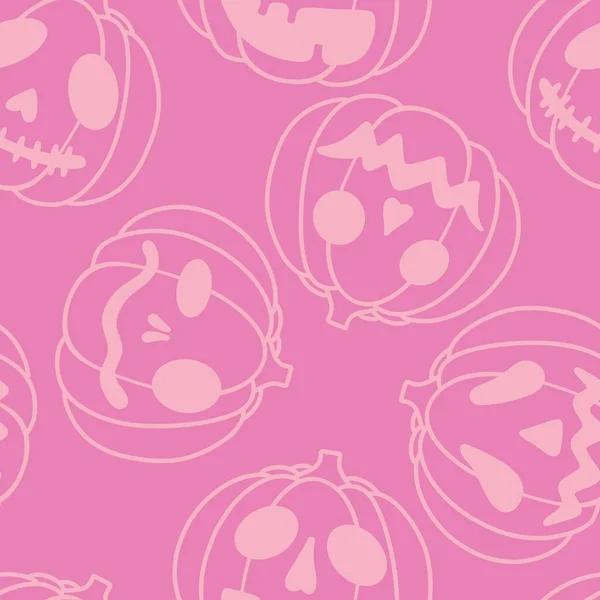 Autumn Cartoon Line Art Seamless Pumpkins Pattern Clothes Print Wrapping — Stockfoto