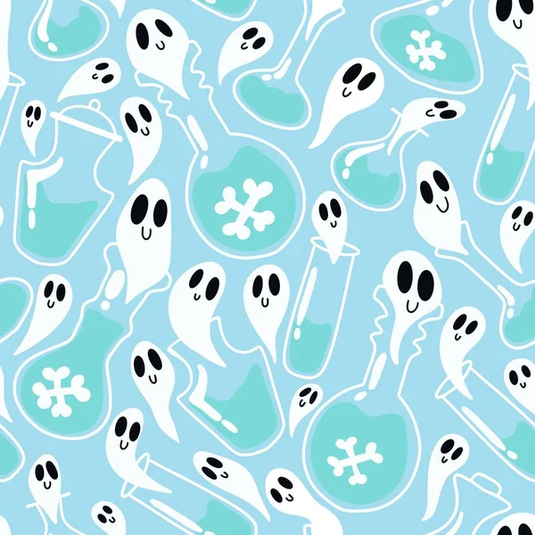 Halloween Poison Witch Potion Seamless Ghost Cartoon Pattern Wrapping Paper — Foto Stock