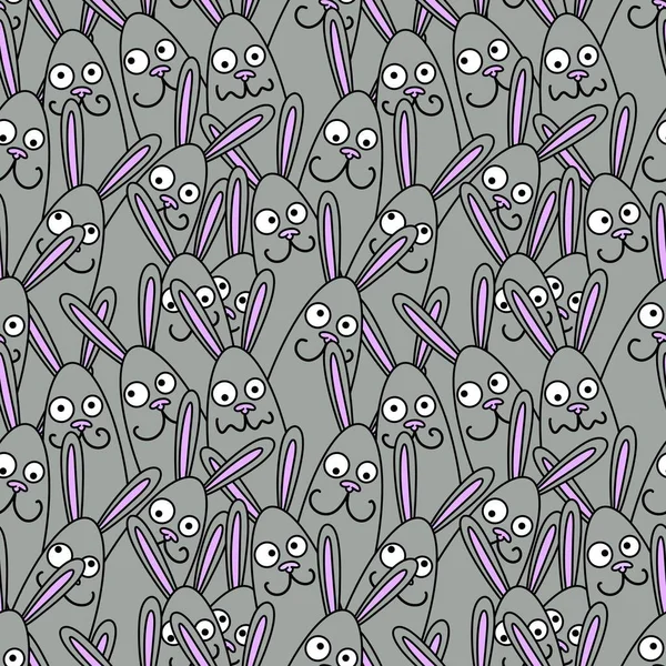 Cartoon Animals Seamless Doodle Rabbit Pattern New 2023 Year Wrapping — стокове фото