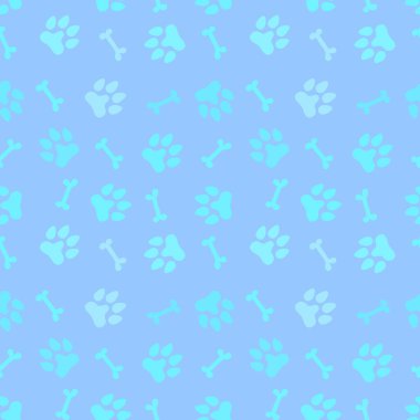 Cartoon doodle animals seamless dogs footprints and bones pattern for clothes print and kids accessories and notebooks and fabrics and wrapping shop paper. High quality illustration
