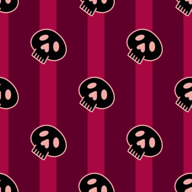 Cartoon Halloween seamless stripes and sculls pattern for wrapping paper and kids accessories and notebooks and fabrics and clothes print. High quality illustration