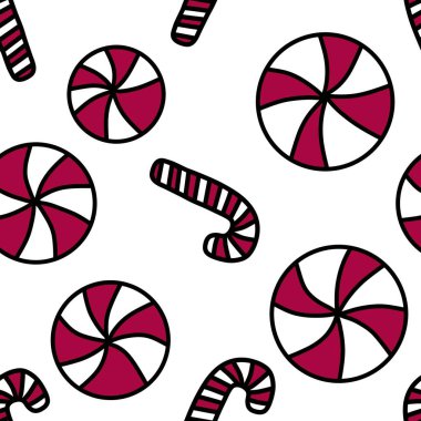 Winter festive seamless Christmas mint candy pattern for kids clothes print and accessories and notebooks and wrapping paper and new year gift box. High quality illustration