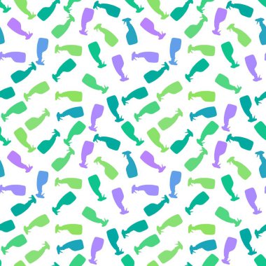 Cartoon silhouette seamless spray bottle washing pattern for Covid-19 accessories and notebooks and wrapping paper and fabrics. High quality illustration