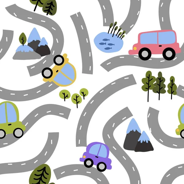 Cartoon Kids Seamless Cars Toys Pattern Child Clothes Print Wrapping — Stockfoto