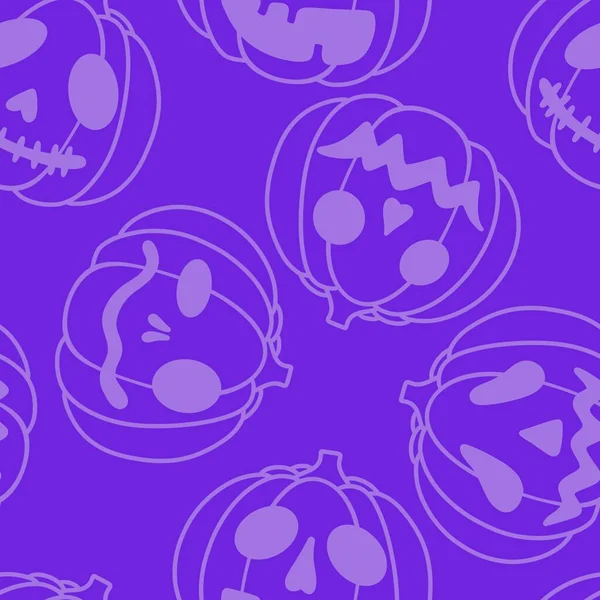 Autumn Cartoon Line Art Seamless Pumpkins Pattern Clothes Print Wrapping — Stockfoto