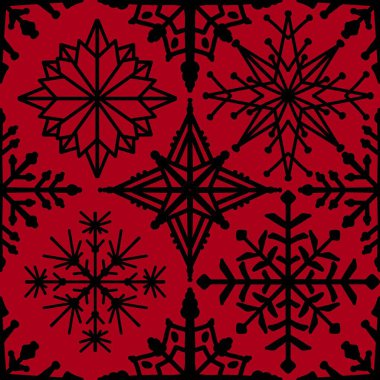 Kumaşlar, ambalaj kağıtları, kıyafet baskıları, çocuklar, Noel hediyeleri ve yeni yıl aksesuarları için kusursuz kar taneleri ve çizgili desenler. Yüksek kaliteli illüstrasyon