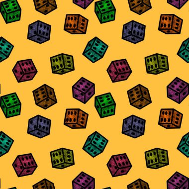 Cartoon geometric seamless game dice pattern for kids and clothes and accessories and notebooks and wrapping paper. High quality illustration