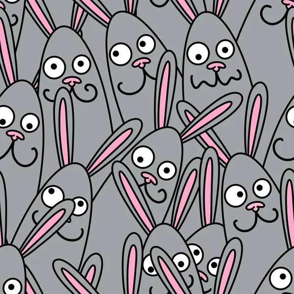 Cartoon Animals Seamless Doodle Rabbit Pattern New 2023 Year Wrapping — ストック写真