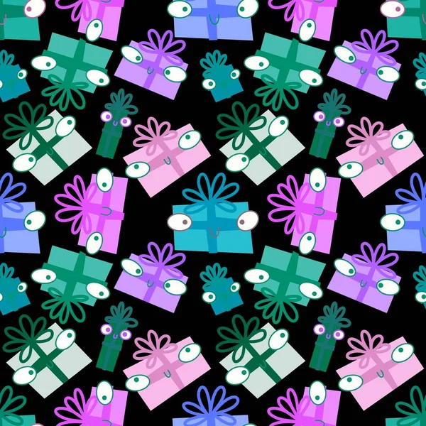 Birthday gifts box seamless pattern for Christmas wrapping paper and accessories and notebooks and kids and clothes print. High quality illustration