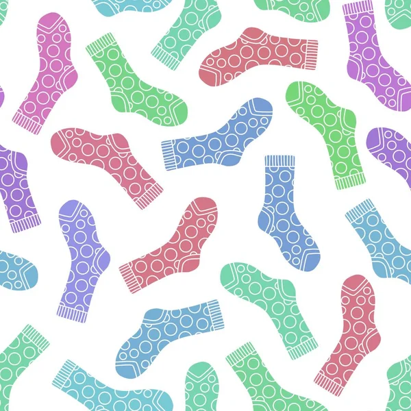 Cartoon Kids Seamless Winter Socks Pattern Wrapping Paper Clothes Print — 图库照片