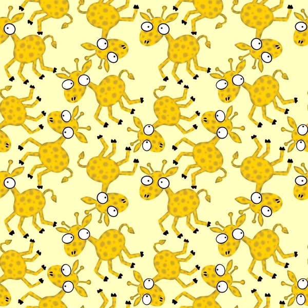 Cartoon Animals Seamless Aliens Giraffe Pattern Kids Clothes Print Wrapping — 스톡 사진