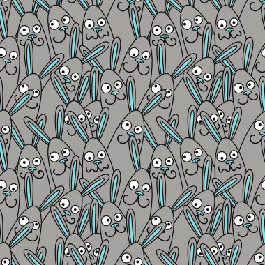 Cartoon animals seamless doodle rabbit pattern for new 2023 year wrapping paper and Christmas clothes print and kids accessories and Easter and notebooks and fabrics. High quality illustration