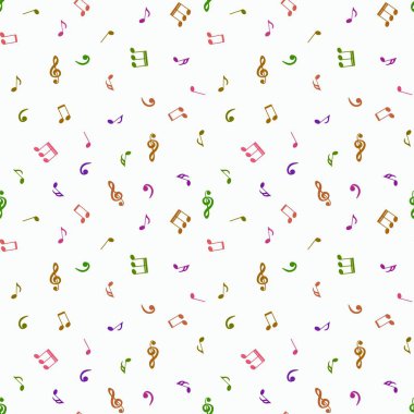 Abstract sign symbols seamless music notes pattern for wrapping paper and kids fabrics and clothes print and accessories and study notebooks. High quality illustration