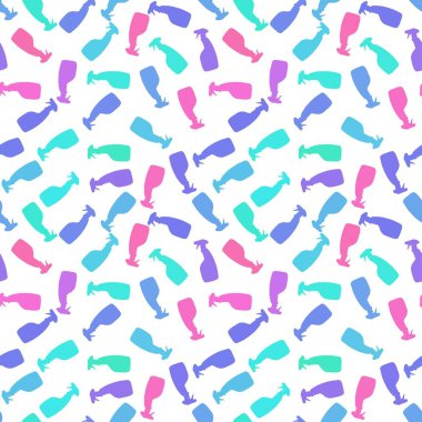 Cartoon silhouette seamless spray bottle washing pattern for Covid-19 accessories and notebooks and wrapping paper and fabrics. High quality illustration