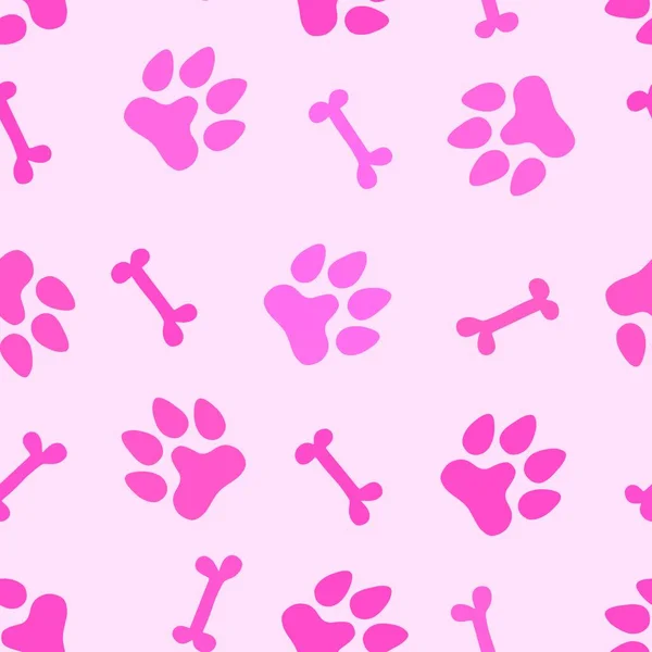 Cartoon doodle animals seamless dogs footprints and bones pattern for clothes print and kids accessories and notebooks and fabrics and wrapping shop paper. High quality illustration