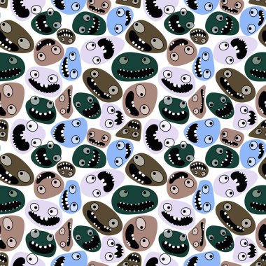 Çizgi filmdeki çocuklar, kıyafet baskısı, ambalaj kağıdı, aksesuar, okul defterleri ve kumaşları için kusursuz uzaylı kawaii desenleri depoluyorlar. Yüksek kaliteli illüstrasyon