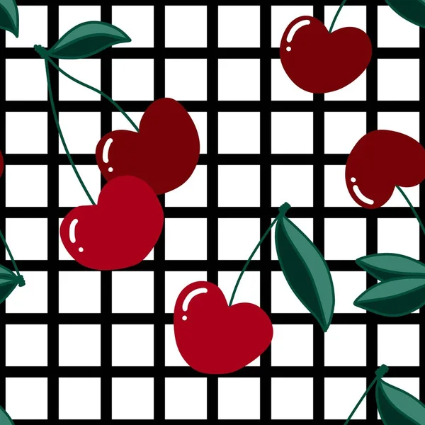 Fruit Cartoon Seamless Cherry Pattern Clothes Print Kids Notebooks Accessories — Zdjęcie stockowe