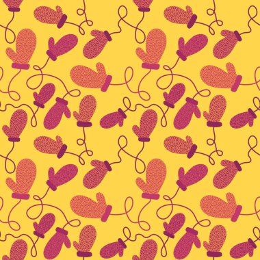 Winter warm kids gloves seamless Christmas weather pattern for wrapping paper and clothes print and accessories and notebooks . High quality illustration