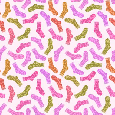 Cartoon kids seamless winter socks pattern for wrapping paper and clothes print and accessories and notebooks and Christmas gift box. High quality illustration