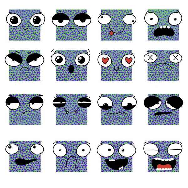 Set Emotions Monster Smile Sad Stickers Kids Study Notebooks Fabrics — 스톡 사진